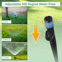 Grondspuit met druppelsysteem, verstelbare doorstroming, 360° °   Irrigatie-emitter met prikkeldraad, geschikt voor 1/4 inch slang voor het bewateren van kwekerijstruiken en -bomen