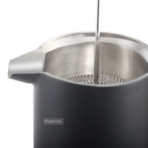 Cafetière à piston française isolée à double paroi HIGHWIN noire en acier inoxydable - Product Image 5
