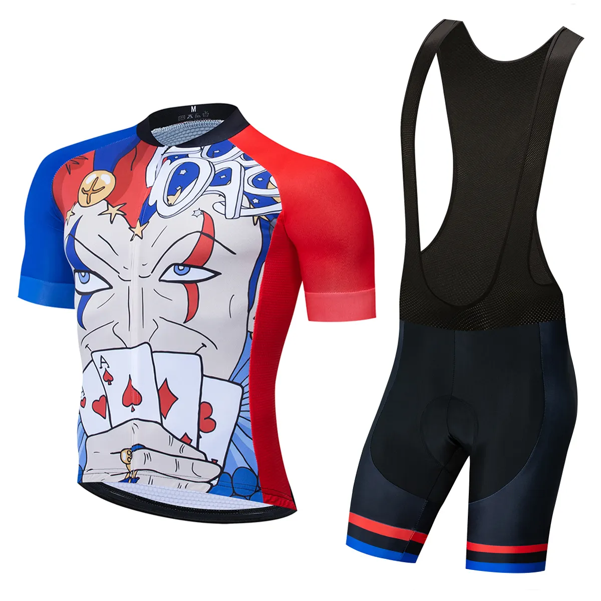 Bunte Kurzarm-Fahrrad bekleidung Schwarz Pro Team Fahrrad Männer tragen Träger hose Set Kleidung Custom Cycling Jersey