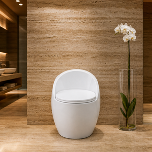Siège de toilette en céramique monobloc, large et ovale, anti-odeur, silencieux et économe en eau pour salle de bain - Product Image 1