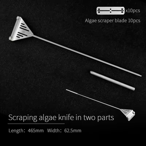SEMANA AQUA <span class=keywords><strong>Acuario</strong></span> 18 pulgadas Acero inoxidable Algas Maquinilla de afeitar Herramienta de limpieza Tanque de peces Raspado Algas Cuchillo - Product Image 2