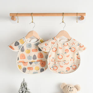 Bavoir imperméable à l'eau pour bébé, bavoir pour manger avec des ailes d'ange, bavoir imperméable en PU, <span class=keywords><strong>salopette</strong></span> à manches courtes - Product Image 1