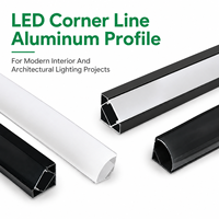 Profilé en aluminium à 45 degrés pour bande LED, éclairage décoratif, profilé triangulaire en aluminium encastré pour bandes LED