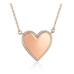 Jietao kalung hati kosong berukir baja tahan karat kalung berlapis emas 18k berlapis berlian perbatasan liontin hati - Product Image 1