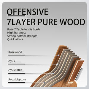 Raqueta de Tenis de Mesa Premium YoungJoy <span class=keywords><strong>BOER</strong></span>, 7 Capas de Carbono Ayous con Madera de Palisandro y Núcleo Grande, Hojas de <span class=keywords><strong>Ping</strong></span> <span class=keywords><strong>Pong</strong></span> para Entrenamiento Básico - Product Image 2