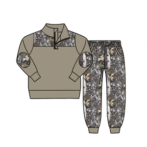 Conjunto de Caza Camuflaje Árbol Azul para Bebés Niños, Sudadera con Cremallera de Cuarto y Pantalones Jogger Camuflaje, Conjunto Otoñal Estilo Western para Niños Pequeños - Product Image 4