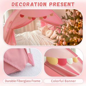 OEM Kid House Toys Tiendas de campaña rosas tamaño twin para niños pequeños, con dosel de privacidad para cama, para dormir en litera dentro de habitaciones con corrientes de aire. - Product Image 2