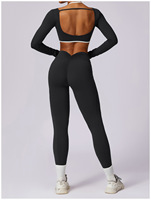 Set Yoga 2 Potong Berkualitas Tinggi, Bahan Solid Bernapas, Pengangkat Bokong, Pakaian Olahraga Wanita Pinggang Tinggi, Baju Senam Aktif, Setelan Workout Panjang
