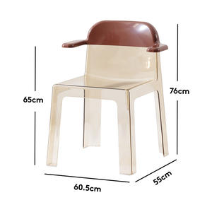 Chaise de salle à manger en plastique acrylique transparent au design moderne avec accoudoirs et dossier ergonomique, pour usage domestique, extérieur et intérieur, idéale pour les restaurants - Product Image 6
