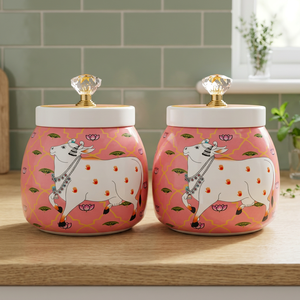 Juego de recipientes para especias con diseño de vaca, redondos, herméticos, de color rosa, para almacenar alimentos en la cocina. - Product Image 5