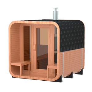Sauna carré en cèdre rouge pour 4 personnes, fabriqué en usine OEM, avec chauffage au bois. - Product Image 1