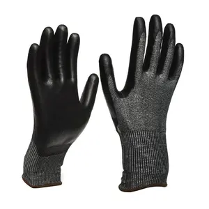 15 Gauge HPPE And Steel Wire Hand Protection Anti Cut Gloves PU Coated EN388 Cut D Work Safety Gloves