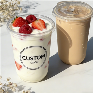 Gobelets jetables en plastique transparent pour café glacé, avec couvercles pour yaourts et pailles, robustes, de qualité alimentaire, personnalisables avec logo, 32 oz, vente en gros - Product Image 1