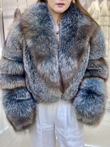 Cappotto <span class=keywords><strong>Corto</strong></span> Personalizzabile di Lusso in Vera Pelliccia di Volpe Naturale Giacca in Pelliccia per Donna - Product Image 2
