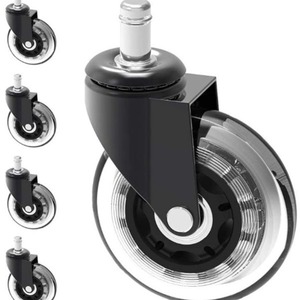 Roulette pivotante noire pour mobilier, axe 22 mm, roue 95 mm, quincaillerie pour chaise de bureau - Product Image 2