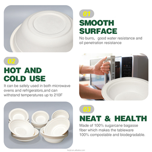 Insalatiera di carta usa e getta in 100% rotonda da 500ml di bagassa biodegradabile e compostabile - Product Image 5