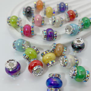 ลูกปัดอะคริลิกสีทองแบบหลวม สำหรับงาน DIY ตัวเว้นระยะแบบวงล้อเพชร อุปกรณ์ตกแต่งเครื่องประดับ - Product Image 2