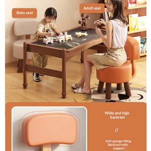 Taburete Pequeño <span class=keywords><strong>de</strong></span> Madera con Respaldo, Estructura Resistente, Asiento Acolchado Suave - Diseño Moderno para Sala <span class=keywords><strong>de</strong></span> Estar y Dormitorio, Banco para Cambiar Zapatos - Product Image 2