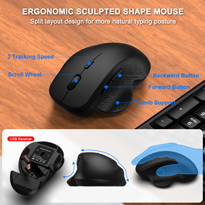 Phím sóng Ergonomic Bàn phím không dây chuột combo chuột 3 cấp DPI Bàn phím không dây và chuột Combo thiết lập với cổ tay còn lại - Product Image 4