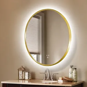 5 시작 호텔 맞춤형 백라이트 욕실 블랙 프레임 거울 led 가벼운 벽 장착
