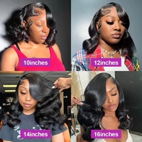 Rambut Asli Brasil Virgin Remy, Wig Lace Front Body Wave Double Drawn, Wig Lace Frontal Hitam Alami, Wig Tanpa Lem Swiss Lace