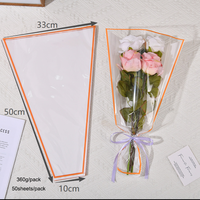 Sacs à fleurs translucides roses pour bouquets avec bordure dorée, emballage floral haut de gamme, fournitures de fleuristes très vendues en gros