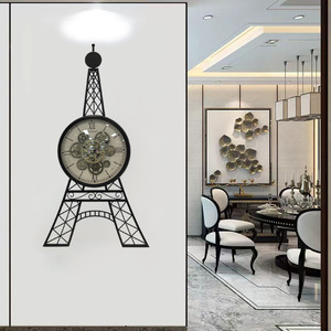 Eiffel Tower Wall Clock Metal Design Silent Quartz Battery Powered For Living Room Bedroom Home Decor - Product Image 3