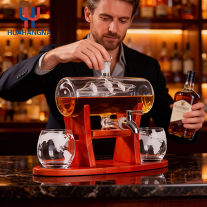 Distributeur de verres à whisky pour bar à domicile, 1250 ml, ensemble de carafe à whisky avec 2 verres à whisky et un magnifique support dans un coffret cadeau - Product Image 3
