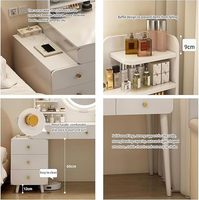 Coiffeuse de chambre moderne avec miroir LED lumineux, tiroirs de rangement et table d'appoint