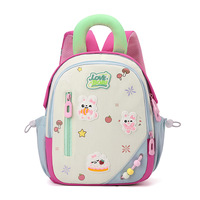 Sac à dos de maternelle nouveau style avec bretelles courbes, ultra-léger, soutien dorsal, motif dessin animé mignon, en polyester