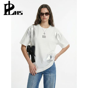 Camiseta de Manga Corta 100% Algodón, Hombros Caídos, Estilo Vintage Lavado con Efecto de Tinta, Logotipo Personalizado, Talla Grande, para Deportes y Actividades al Aire Libre - Product Image 3