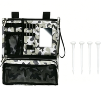 Bolsa Colgante para Carro de Golf, Bolsa de Almacenamiento Plegable Impermeable, Bolsa de Accesorios de Golf con Correa Ajustable, 1 Herramienta para Divots, 4 Tees de Madera
