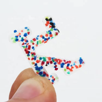 Patchs en caoutchouc pour vêtements, vente en gros, personnalisés, petits logos 3D, lettres transparentes en PVC souple avec points colorés