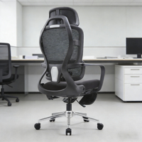 Chaise de bureau à roulettes noire pivotante Silla ergonomique avec dossier et repose-pieds