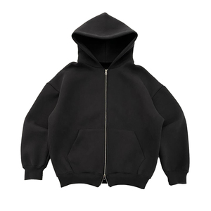 <strong>Boxy</strong> 500Gsm Cropped Zip <strong>Hoodie</strong> Unisex <strong>Blanks</strong> Heavyweight Cotton Fleece Custom Streetwear Oversized Mens Apparel - Product Image 1