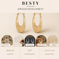 Pendientes de Aro en Forma de U con Diseño Martillado en Tono Dorado, Joyería de Moda para Mujer, Accesorios de Moda Femeninos