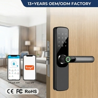 Cerradura Inteligente para Puerta de Aluminio con Huella Dactilar y Código, Anti-robo para Hogar Inteligente, Tuya Wi-Fi TTlock Grado C, para Puertas de Acero Inoxidable/Madera