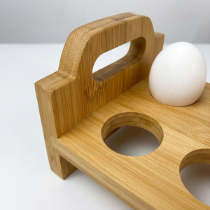 12 Slot Tempat Telur Bambu Alami dengan Pegangan, Rak Organizer untuk Meja Dapur & Kulkas untuk Penyimpanan & Pajangan Telur di Dapur - Product Image 5