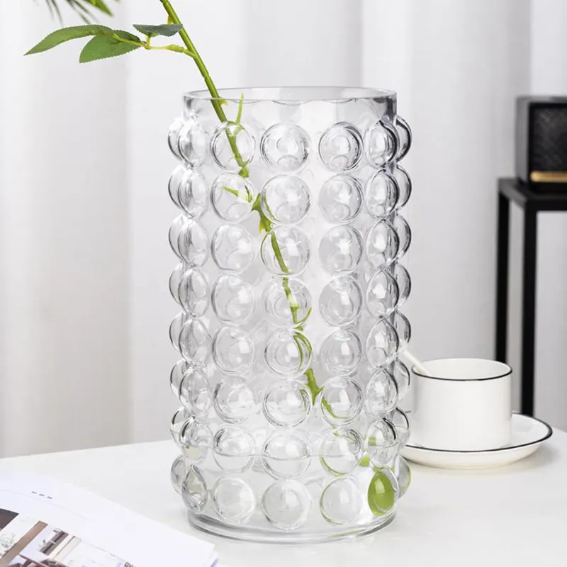 Высококачественная модная стеклянная ваза для цветов, стеклянная ваза с пузырьками для украшения дома