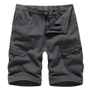 Men's Cargo Shorts Solid Color Mid Waist Elastic Band Multiple Pockets Casual Style 100% Cotton Canvas Fabric Breathable - Product Image 3