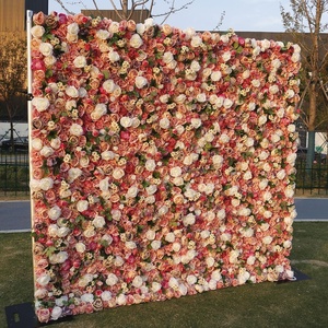 Retro-colored <b>Artificial</b> <b>Flower</b> Wedding Decoration Background <b>Wall</b> Mixed-color Fake <b>Flower</b> Birthday Party Decoration <b>Wall</b> - Product Image 2