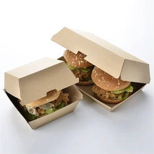 Hộp đựng <span class=keywords><strong>burger</strong></span> giấy kraft màu vàng trắng, lót đơn - Product Image 6
