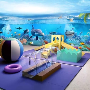 Mural de Pared 3D Art Deco, Mundo Submarino, Animales Oceánicos, Delfín, Tiburón, Tortuga, Coral, Papel Tapiz para Piscina, Acuario Infantil, Decoración de Interiores - Product Image 3