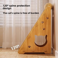 Jouets pour chat : Griffoir en sisal vertical triangulaire, durable, résistant aux morsures, sans fibres détachées, avec balle amovible