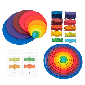 Hot New DIY Wooden Rainbow Puzzle Blocks Nesting Cartoon Building Toy for Kids Baby & Toddlers CPC CE Certified - Product Image 2