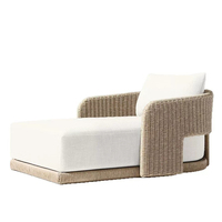 Chaise longue en rotin d'extérieur pour jardin, villa, hôtel, balcon, piscine, bord de mer, patio – Imperméable, résistante au soleil, pour la détente et les loisirs