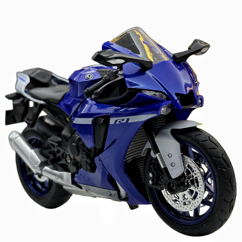 Diecast alaşım model oyuncak 1:12 Yamaha R1 motosiklet ses ve ışık ön tekerlek döner tekerlekler hareketli metal model oyuncaklar motosiklet