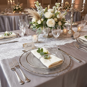 Assiettes de présentation en verre spirale <span class=keywords><strong>argent</strong></span>ées de 13 pouces, transparentes, rondes, à texture en spirale, pour la décoration de table de mariage et d'événements (vente en gros) - Product Image 3