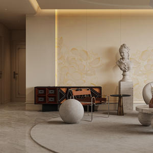 Pintura Decorativa Impresa en 3D, Arte de Pared en Relieve Dorado Minimalista Moderno, Murales de Papel Tapiz Originales y Exquisitos para Sala de Estar - Product Image 4