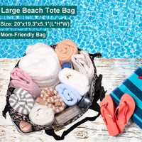 Tas Pantai Wanita Warna Solid Anti Air Anti Pasir dengan Penutup Atas Terbuka dan Pendingin, Tas Besar untuk Kolam Renang, Perjalanan, dan Kegunaan Sehari-hari